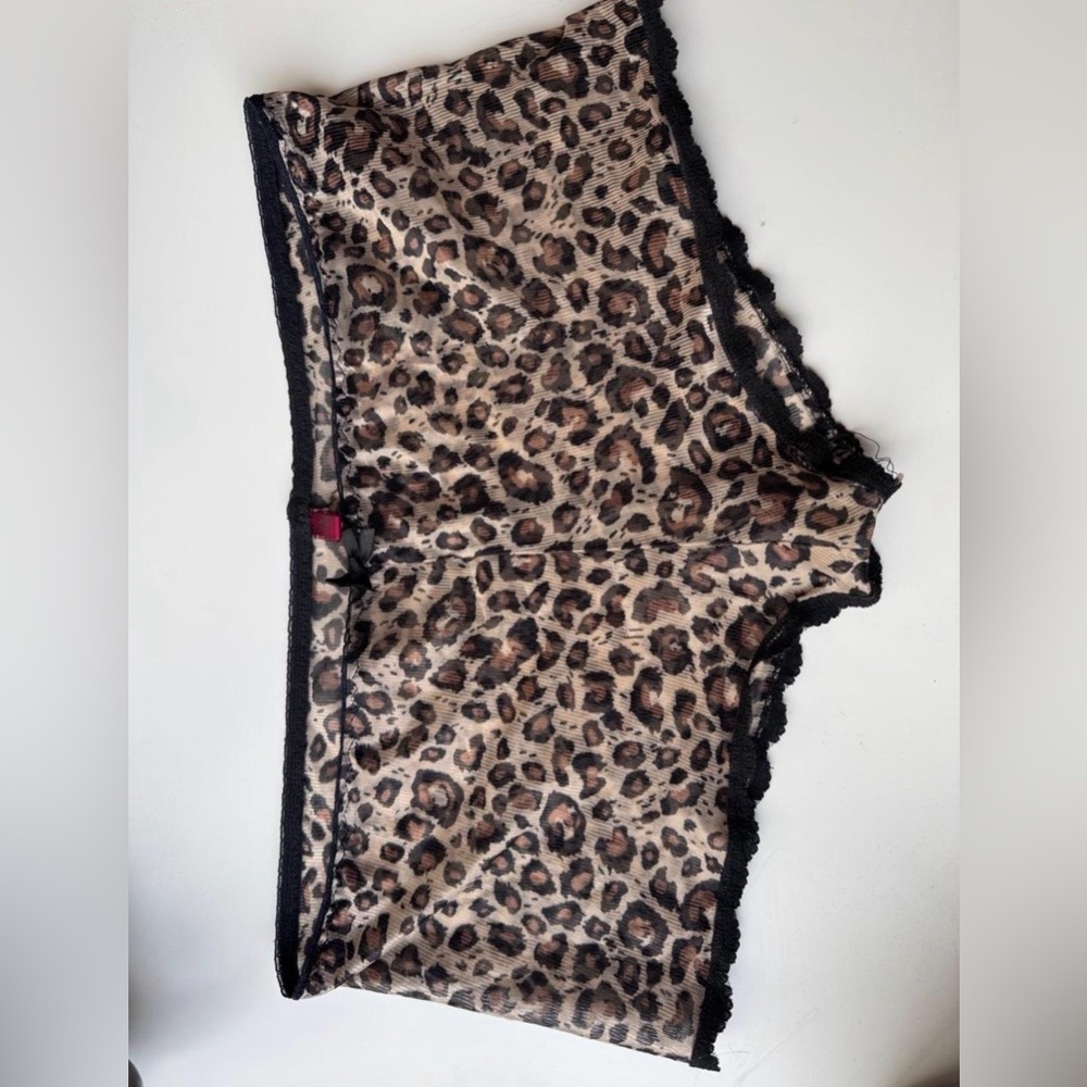 Leopard Print Lace Trim Boyshorts